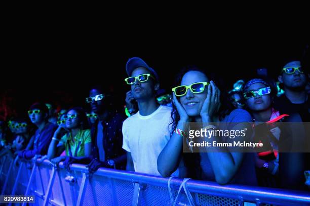 Festivalgoers attend day 1 of FYF Fest 2017 on July 21, 2017 at Exposition Park in Los Angeles, California.