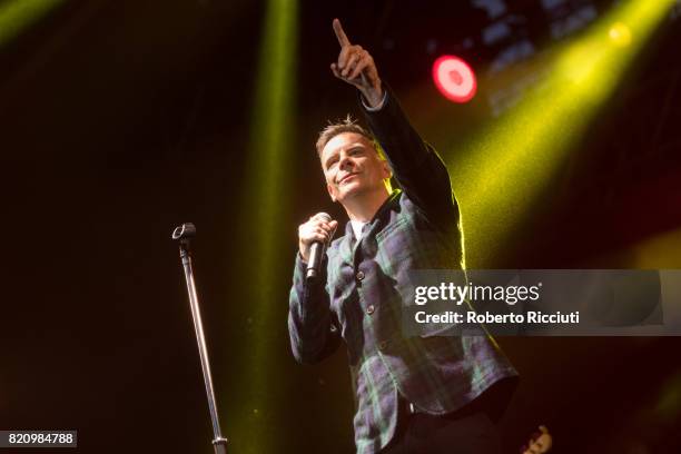 Ricky Ross of Scottish pop rock band Deacon Blue performs on stage at Edinburgh Castle on July 22, 2017 in Edinburgh, Scotland.