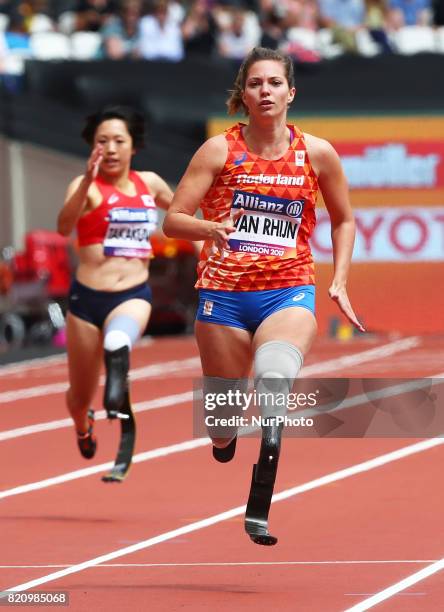 Marlou van Rhijn of Nederland competing Women's 200m T44 Round 1 Heat 1 during World Para Athletics Championships at London Stadium in London on July...