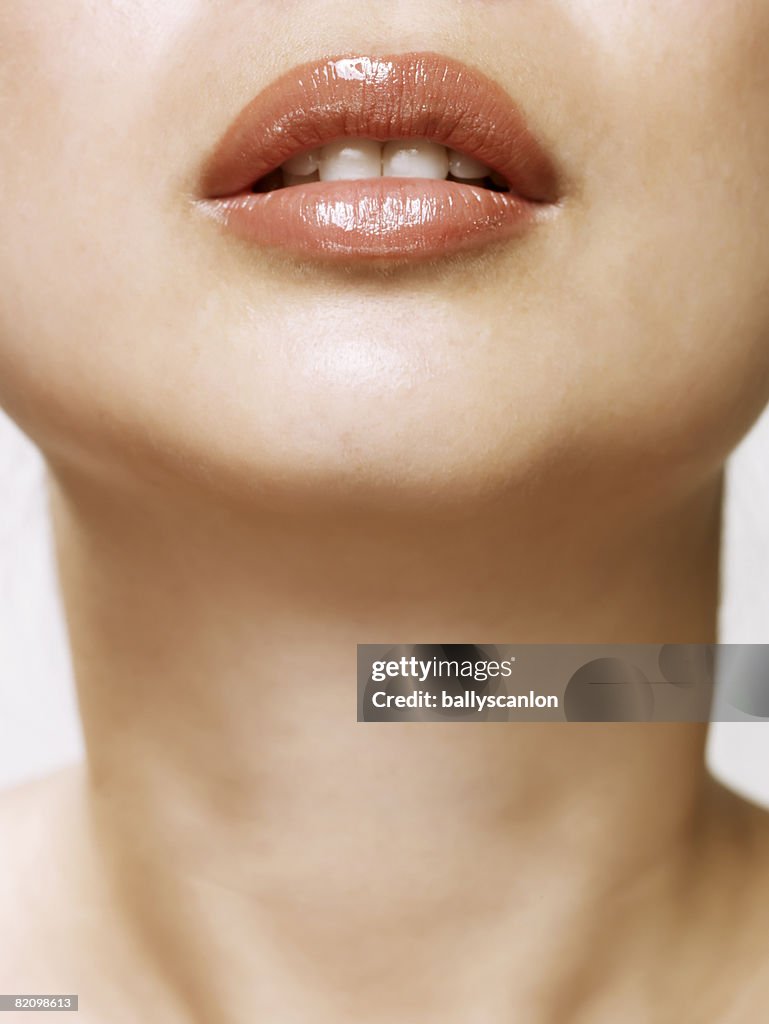 Close up of asian woman lips