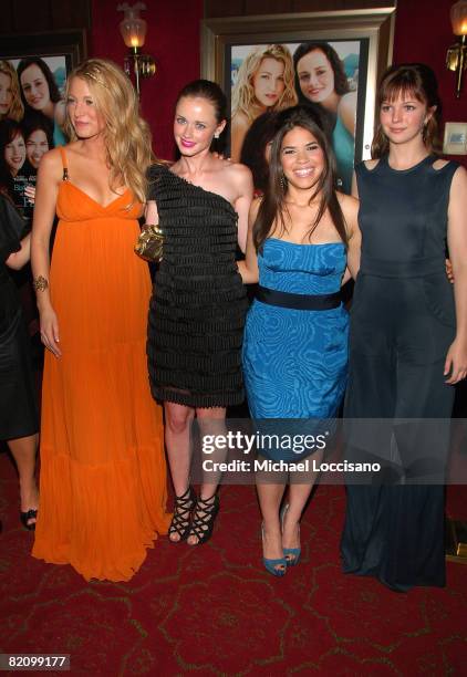 Actresses Blake Lively, Alexis Bledel, America Ferrera and Amber Tamblyn attend the premiere of "The Sisterhood of the Traveling Pants 2" at the...