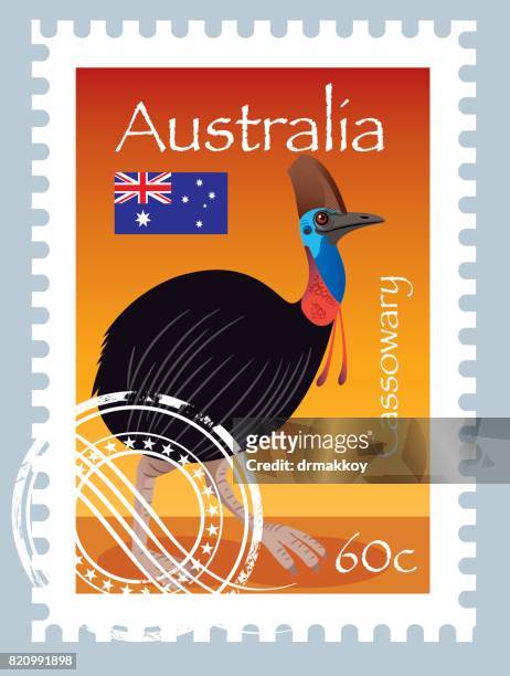 cassowary - australia stamp - cassowary stock illustrations