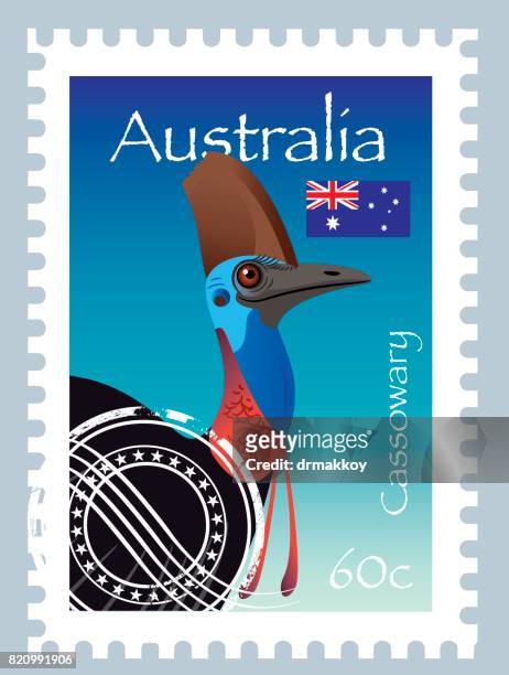 cassowary - australia stamp - esperance western australia stock illustrations