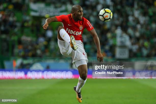 Monacos defender Djibril Sidibe from France during the Pre-season Friendly match between Sporting CP and AS Monaco at Estadio Jose Alvalade on July...