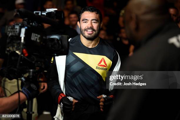 Rafael Natal of Brazil enters the arena prior to facing Eryk Anders in their middleweight bout during the UFC Fight Night event inside the Nassau...