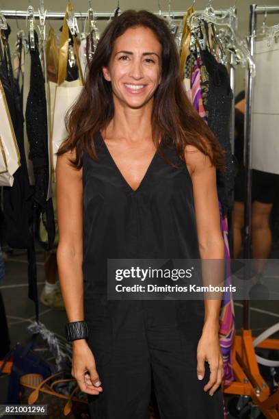 Designer Annie Markson prepares backstage at SWIMMIAMI Gottex Cruise 2018 Fashion Show at WET Deck at W South Beach on July 22, 2017 in Miami Beach,...