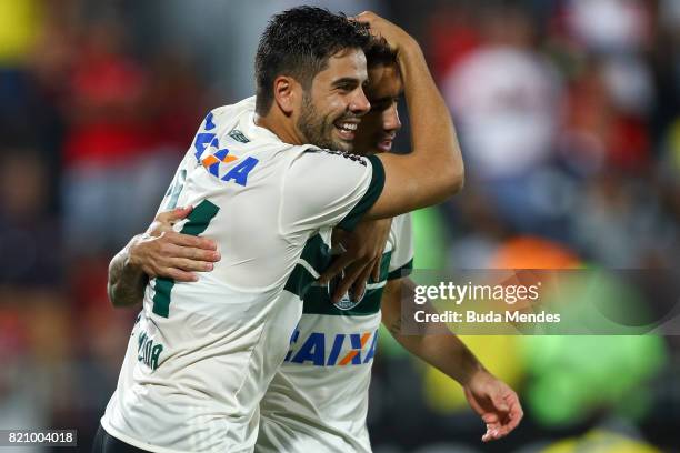 Henrique Almeida of Coritiba celebrates a scored goal during a match between Flamengo and Coritiba as part of Brasileirao Series A 2017 at Ilha do...