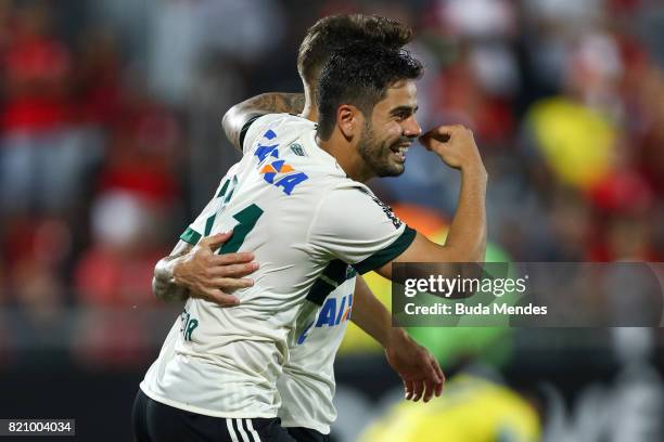 Henrique Almeida of Coritiba celebrates a scored goal during a match between Flamengo and Coritiba as part of Brasileirao Series A 2017 at Ilha do...