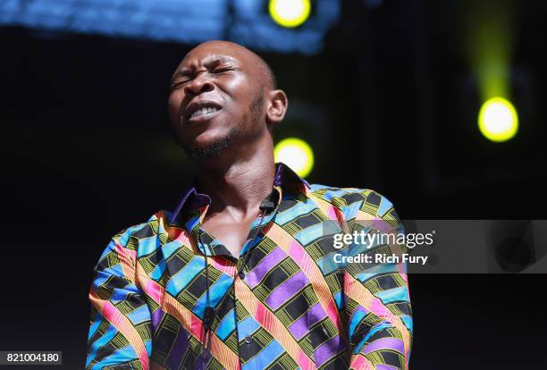 Seun Kuti & Egypt 80 perform onstage during day 2 of FYF Fest 2017 at Exposition Park on July 22, 2017 in Los Angeles, California.