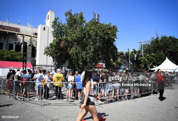 Festivalgoers attend day 2 of FYF Fest 2017 at Exposition Park on July 22, 2017 in Los Angeles, California.