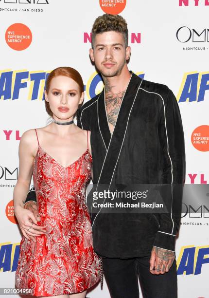 Madelaine Petsch and Travis Mills attend NYLON And NVE | The Experience Agency Present After-Con At OMNIA San Diego at Omnia Nightclub on July 22,...