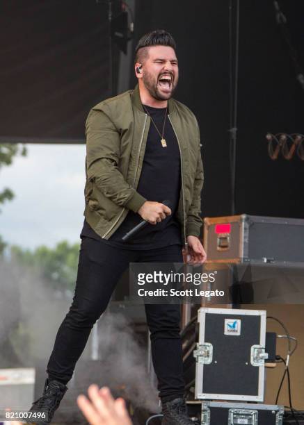 Shay Mooney of Dan + Shay performs during day 2 of Faster Horses Festival at Michigan International Speedway on July 22, 2017 in Brooklyn, Michigan.