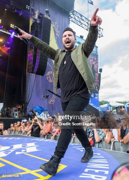 Shay Mooney of Dan + Shay performs during day 2 of Faster Horses Festival at Michigan International Speedway on July 22, 2017 in Brooklyn, Michigan.