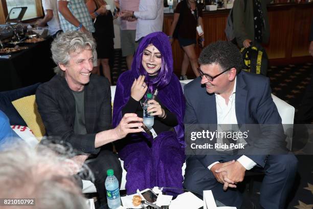 Actor Peter Capaldi and writer Steven Moffat with Make-A-Wish kids on the #IMDboat at San Diego Comic-Con 2017 at The IMDb Yacht on July 22, 2017 in...