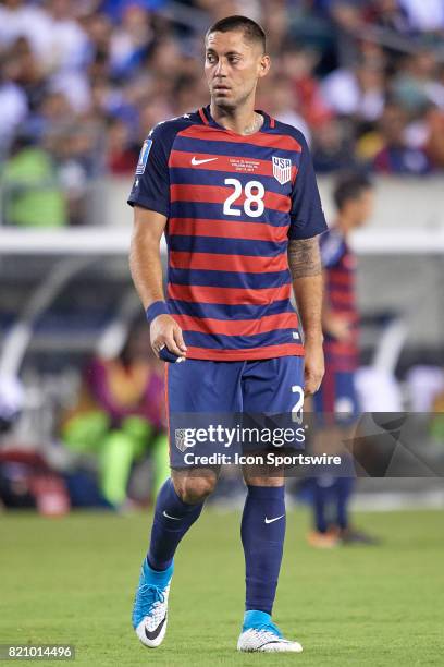 United States forward Clint Dempsey looks on during a CONCACAF Gold Cup Quarterfinal match between the United States v El Salvador at Lincoln...