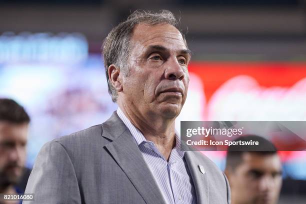 United States head coach Bruce Arena looks on during a CONCACAF Gold Cup Quarterfinal match between the United States v El Salvador at Lincoln...