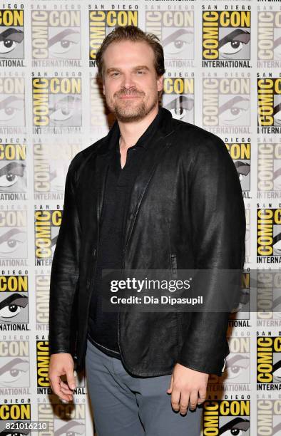 Actor David Harbour at Netflix's "Stranger Things" Press line during Comic-Con International 2017 at Hilton Bayfront on July 22, 2017 in San Diego,...