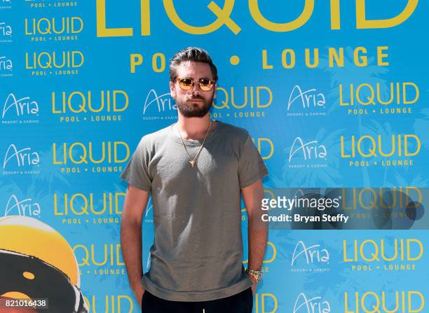 Television personality Scott Disick hosts a pool party at the LIQUID Pool Lounge at the Aria Resort & Casino on July 22, 2017 in Las Vegas, Nevada.