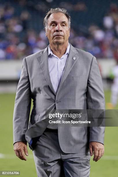 United States head coach Bruce Arena looks on during a CONCACAF Gold Cup Quarterfinal match between the United States v El Salvador at Lincoln...