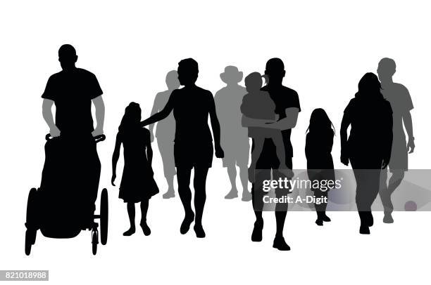 families walking - 3 year old stock illustrations