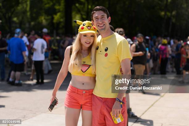 Fans in cosplay attend the Pokemon GO Fest at Grant Park on July 22, 2017 in Chicago, Illinois.