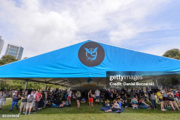 General view of atmosphere during the Pokemon GO Fest at Grant Park on July 22, 2017 in Chicago, Illinois.