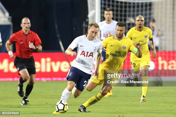 Christian Eriksen of Tottenham Hotspur and Thiago Motta of Paris Saint-Germain chase the ba lduring the International Champions Cup 2017 match...