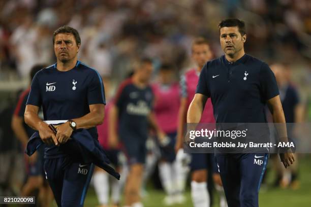 Mauricio Pochettino head coach / manager of Tottenham Hotspur walks off at half time during the International Champions Cup match between Paris...