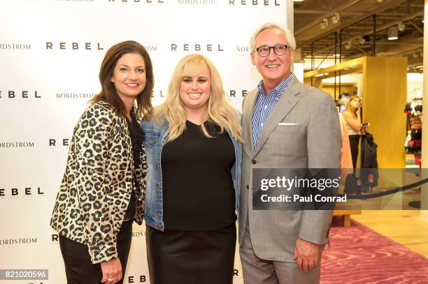 Actress Rebel Wilson , with Nordstrom Store Manager Adrienne Hixon and Nordstrom Senior Vice President and Northwest Regional Manager Greg Holland at...