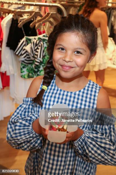 Milan Cohen attends an Edie Parker Pop-Up at Intermix hosted by Editor-in-Chief, Samantha Yanks and Designer Brett Heyman on July 22, 2017 in East...