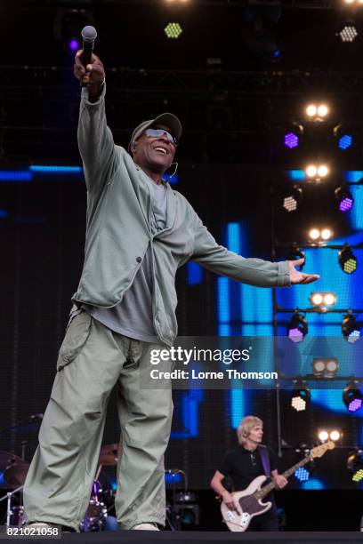 Chris Amoo of The Real Thing performs on Day 2 of Rewind Festival at Scone Palace on July 22, 2017 in Perth, Scotland.