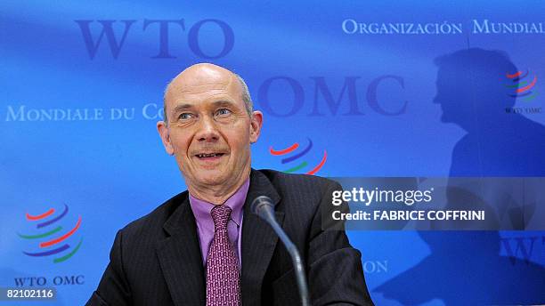 World Trade Organisation Director General Pascal Lamy looks on after a press conference at the World Trade Organisation headquarters after crucial...