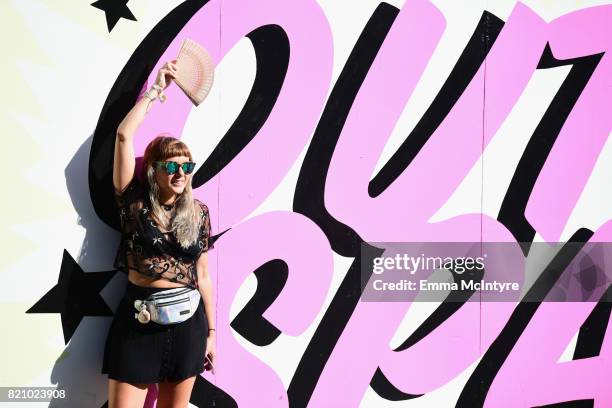 Festivalgoer attends day 2 of FYF Fest 2017 at Exposition Park on July 22, 2017 in Los Angeles, California.