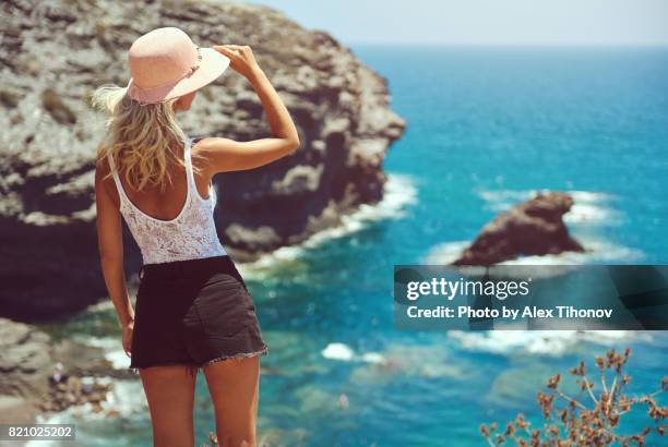 woman outdoors - la manga stock pictures, royalty-free photos & images