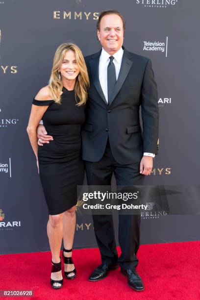 Reporters Dorothy Lucey and David Goldstein arrive for the 69th Los Angeles Area Emmy Awards at Television Academy on July 22, 2017 in Los Angeles,...