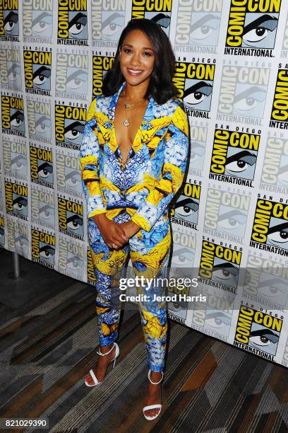 Actress Candice Patton attends 'The Flash' press line at Comic Con 2017 - Day 3 on July 22, 2017 in San Diego, California.