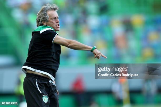 Sporting CP head coach Jorge Jesus from Portugal reacts during the Friendly match between Sporting CP and AS Monaco at Estadio Jose Alvalade on July...