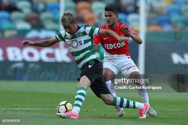 Sporting CP defender Fabio Coentrao from Portugal vies with Monaco midfielder Rony Lopes from Portugal during the Friendly match between Sporting CP...