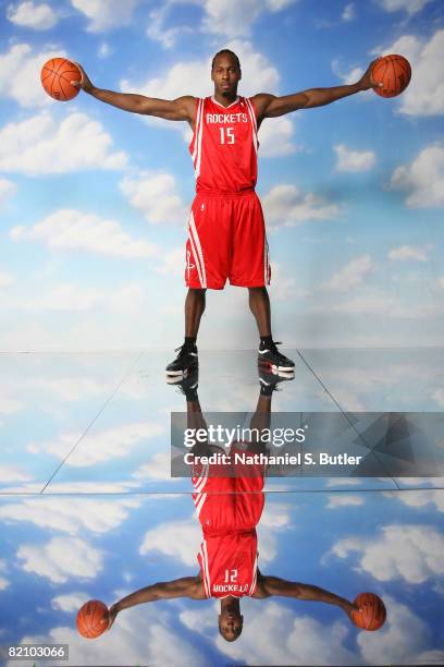 Joey Dorsey of the Houston Rockets poses for a portrait during the 2008 NBA Rookie Photo Shoot on July 29, 2008 at the MSG Training Facility in...