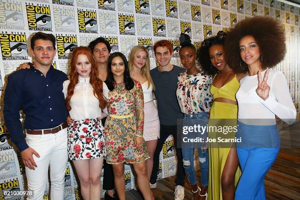 Casey Cott, Madelaine Petsch, Cole Sprouse, Camila Mendes, Lili Reinhart, KJ Apa, Ashleigh Murray, Asha Bromfield and Hayley Law arrive at the...