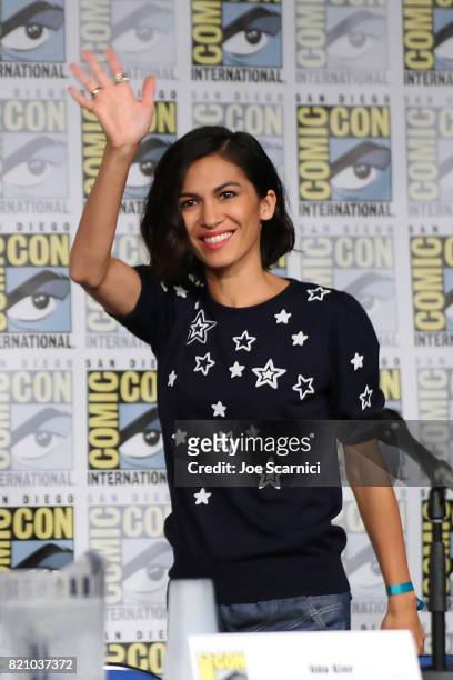 Elodie Yung speaks onstage during the "Call of Duty: WWII Nazi Zombies" Panel at San Diego Convention Center on July 20, 2017 in San Diego,...