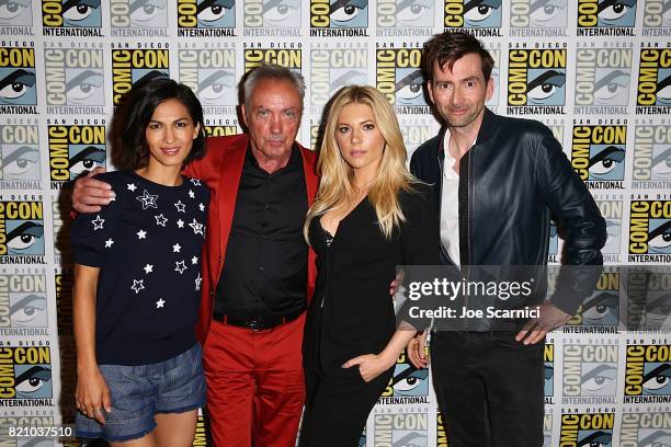 Elodie Yung, Udo Kier, Katheryn Winnick and David Tennant attend the "Call of Duty: WWII Nazi Zombies" Panel at San Diego Convention Center on July...