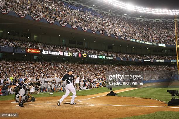 Josh Hamilton of the Texas Rangers hits during the State Farm Home Run Derby at the Yankee Stadium in the Bronx, New York on July 14, 2008.