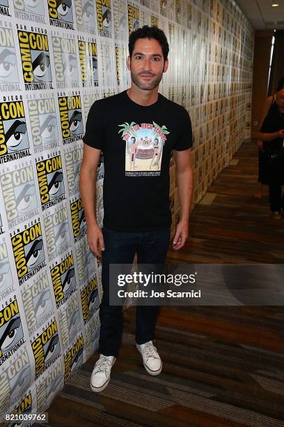 Tom Ellis arrives at the "Lucifer" press line at Comic-Con International 2017 on July 22, 2017 in San Diego, California.