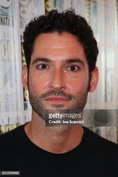 Tom Ellis arrives at the "Lucifer" press line at Comic-Con International 2017 on July 22, 2017 in San Diego, California.