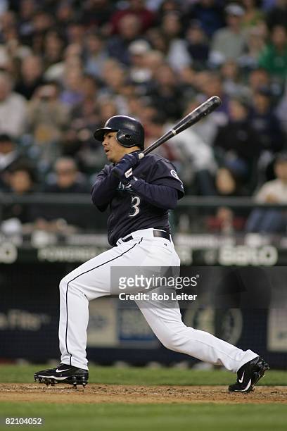 Jose Vidro of the Seattle Mariners bats during the game against the Detroit Tigers at Safeco Field in Seattle, Washington on May 30, 2008. The Tigers...