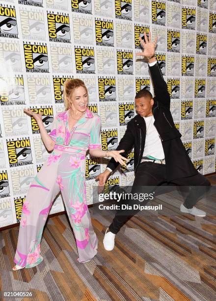 Actors Caity Lotz and Franz Drameh at DC's "Legends Of Tomorrow" Press Line duirng Comic-Con International 2017 at Hilton Bayfront on July 22, 2017...