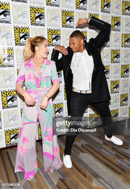 Actors Caity Lotz and Franz Drameh at DC's "Legends Of Tomorrow" Press Line duirng Comic-Con International 2017 at Hilton Bayfront on July 22, 2017...