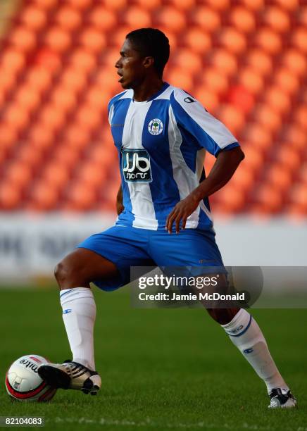 Antonio Valencia of Wigan in action during the pre-season match between Barnsley and Wigan Athletic at Oakwell Stadium on July 29, 2008 in Barnsley,...