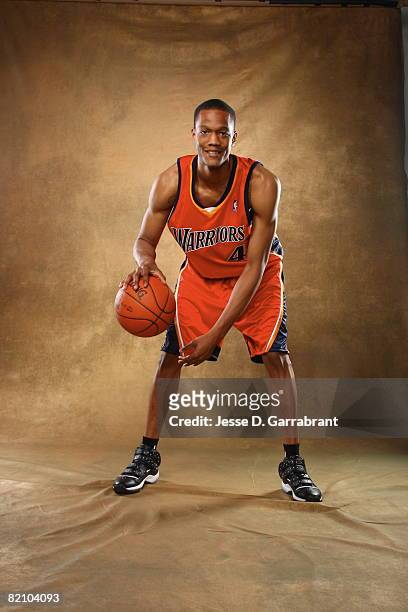 Anthony Randolph of the Golden State Warriors poses for a portrait during the 2008 NBA Rookie Photo Shoot on July 29, 2008 at the MSG Training...